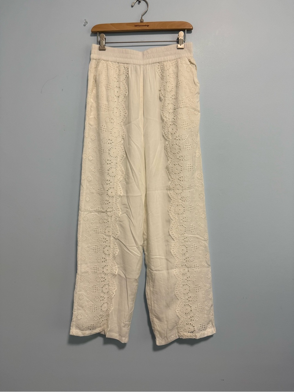 Sundance Lace Trim Wide Leg Elastic Waist Lined Pants Size S - Picture 2 of 12